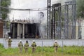 Fire on electrical substation