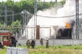 Fire on electrical substation