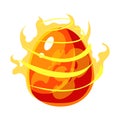 Fire Element Egg With Flames, Fantastic Natural Element Egg-Shped Bright Color Vector Icon