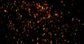 fire embers, fire particles use black background Royalty Free Stock Photo