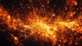 Fire embers particles over black background. Fire sparks background. Abstract dark glitter fire particles lights Royalty Free Stock Photo