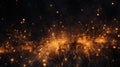 Fire embers particles over black background. Fire sparks background. Abstract dark glitter fire particles lights Royalty Free Stock Photo