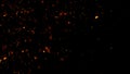 Fire embers particles texture overlays . Burn effect on isolated black background. Design texture Royalty Free Stock Photo