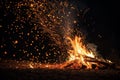 Fire embers and sparks Royalty Free Stock Photo