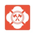 Fire emblem with axes crossed block line style icon