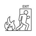 Fire emergency exit door with human linear icon