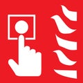 Fire emergency icon on white background. Fire safety sign. Fire alarm call point symbol. flat style