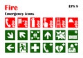 Fire emergency icons. illustration.