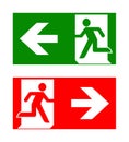 Fire emergency icons. Vector illustration. Fire exit.