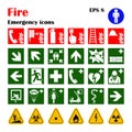 Fire emergency icons. Vector illustration.