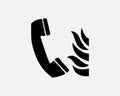 Fire Emergency Phone Telephone Call Point Rescue Help SOS Black White Silhouette Sign Symbol Icon Clipart Vector Royalty Free Stock Photo