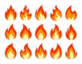 Fire emoji. Campfire burning flame, cartoon hot red bonfire, fireball abstract cool awesome symbol. Isolated wildfire Royalty Free Stock Photo