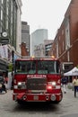 Fire engine in Boston downtown. Massachusetts, USA.