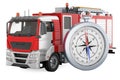 Fire engine with compass, 3D rendering Royalty Free Stock Photo