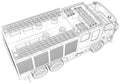 Fire Engine illustration vector. Fire truck Wire-frame line isolated. Vector rendering of 3d Royalty Free Stock Photo