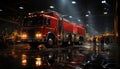 Fire engine rescues firefighter, transportation car, land vehicle, fire service generated by AI