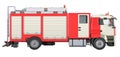 Fire engine truck, side view. 3D rendering Royalty Free Stock Photo