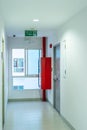 Fire escape doors and fire extinguishers in building