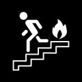 Fire escape, ladder, man, fire line icon. vector illustration isolated on black. outline style design, designed for web