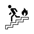 Fire escape, ladder, man, fire line icon. vector illustration isolated on white. outline style design, designed for web