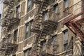 Fire escape ladder in new york city building Royalty Free Stock Photo