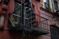 Fire Escape on an Old Colorful Residential Building in New York City Royalty Free Stock Photo