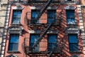 Fire Escape on a Red Brick Building on the Lower East Side of New York City Royalty Free Stock Photo