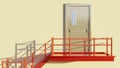 Fire Escape Staircase and Door Exterior - 3D Render