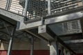 fire escape staircase, pedestrian passage for emergency exit. particular structure in galvanized stainless steel, with detail of