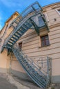 Fire escape stairs at historical building. National Theater in O