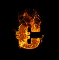 Fire euro sign Royalty Free Stock Photo