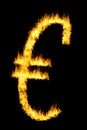 Fire euro sign Royalty Free Stock Photo
