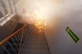 Fire and evacuation in the office building Royalty Free Stock Photo