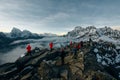 Fire on Everest. Everest mountain on sunrise, view from Gokyo Ri peak. Himalayas, Nepal - nov, 2021