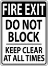 Fire Exit Do Not Block Keep Clear Sign Royalty Free Stock Photo