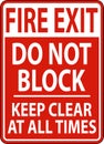 Fire Exit Do Not Block Keep Clear Sign Royalty Free Stock Photo