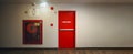 Fire exit door. Fire exit emergency door red color metal material Royalty Free Stock Photo