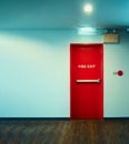 Fire exit door. Fire exit emergency door red color metal material Royalty Free Stock Photo