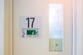 Fire Exit door sign for emergency. Stairwell fire for escape in building or apartment Royalty Free Stock Photo