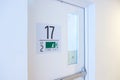 Fire Exit door sign for emergency. Stairwell fire for escape in building or apartment Royalty Free Stock Photo