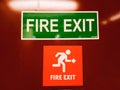 Fire exit door with symbol and arrow