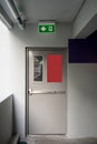 Fire exit emergency door grey color metal material and concrete