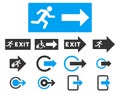 Fire Exit Flat Raster Icon Set Royalty Free Stock Photo