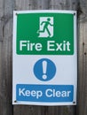 Fire Exit Keep clear sign Royalty Free Stock Photo