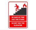 Fire Exit Safety Sign Design - Use Stairs in Case - Printable Safety Wall Poster