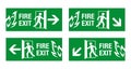 Fire exit sign with four directions