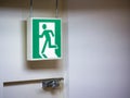 Fire Exit Sign Light box on Emergency Exit indoor Building Safety signage Royalty Free Stock Photo