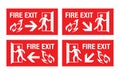 Fire exit sign for public facility in 4 variations