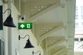 Fire exit signs with CCTV outside the building Royalty Free Stock Photo