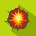 Fire explosion icon, flat style